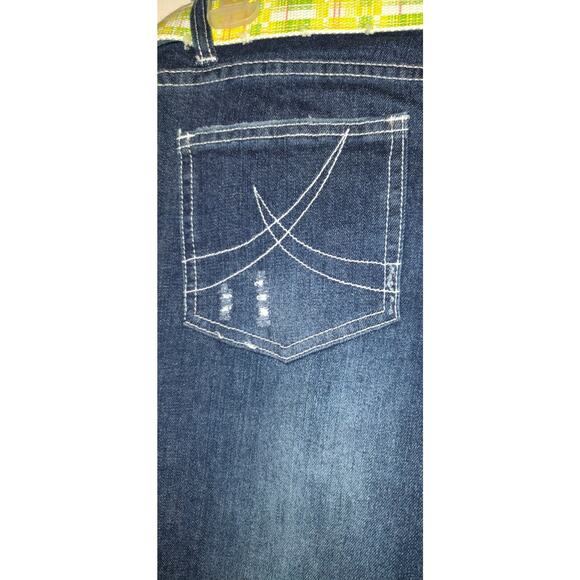 NWT Patchwork Denim Jeans OLD SKOOL URBAN Wide Hem ARTSY Distressed Rips Sz 5/6 - Picture 15 of 16